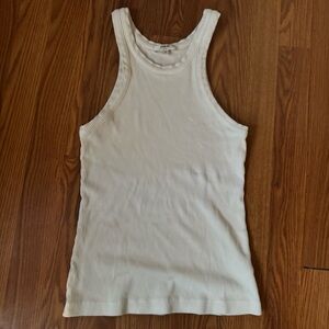 Agolde‎ Women’s Ivory White Ribbed Tank Top Sz S Designer Basics Minimalist